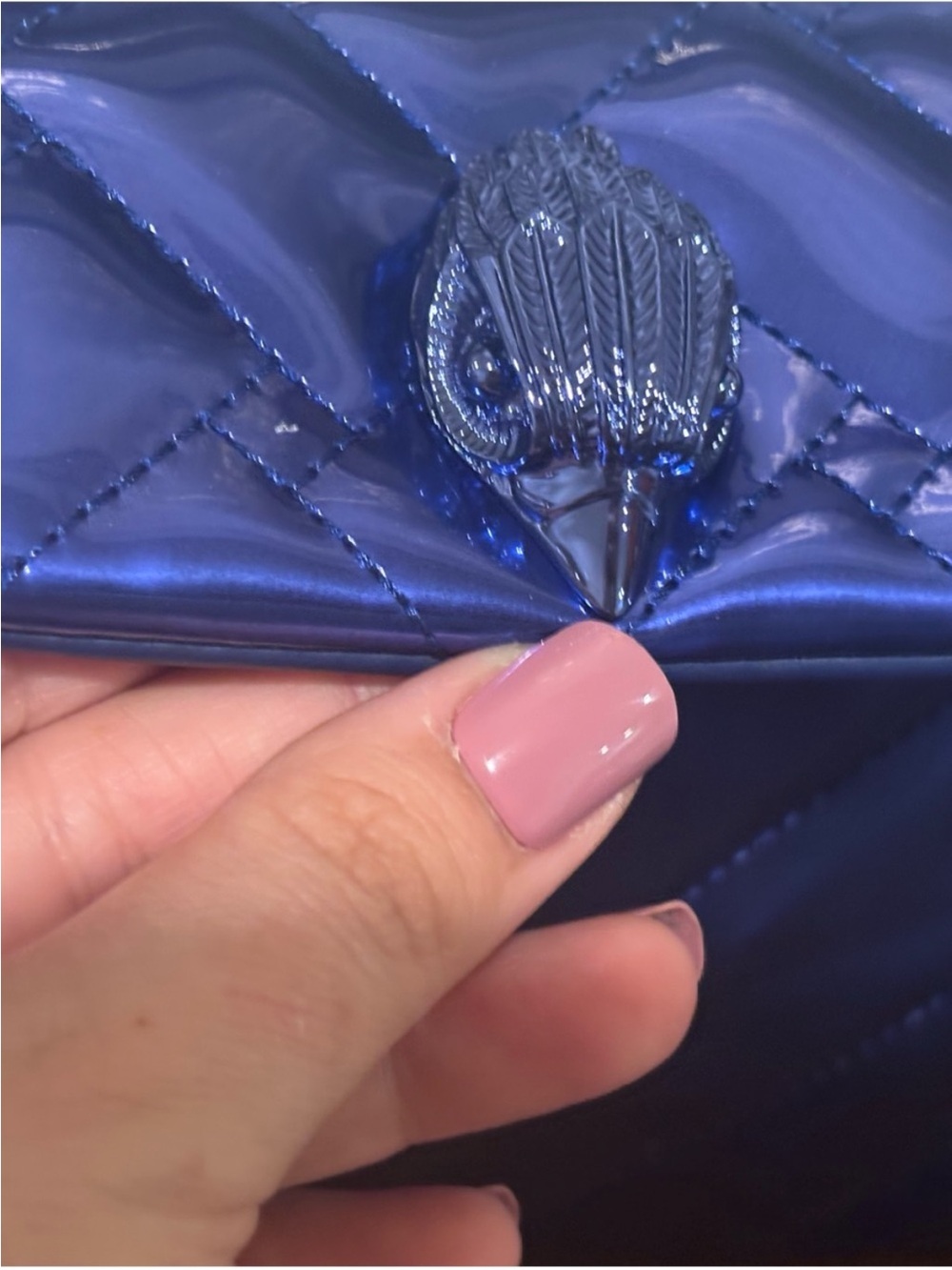 Kurt Geiger Quilted Metallic Blue Shoulder Crossbody Bag ✨BEAUTIFUL ✨ - Picture 7 of 10
